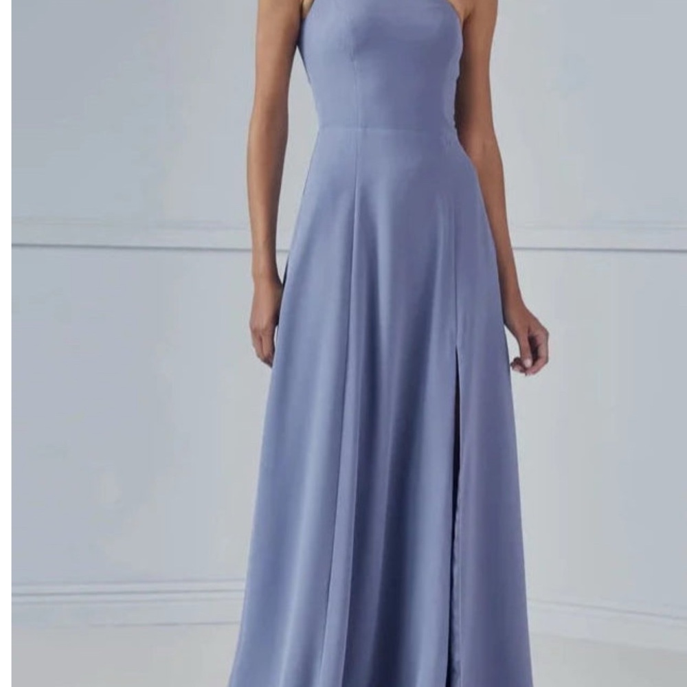 AMSALE CHIARA Elegant Blue Strapless Evening Gown